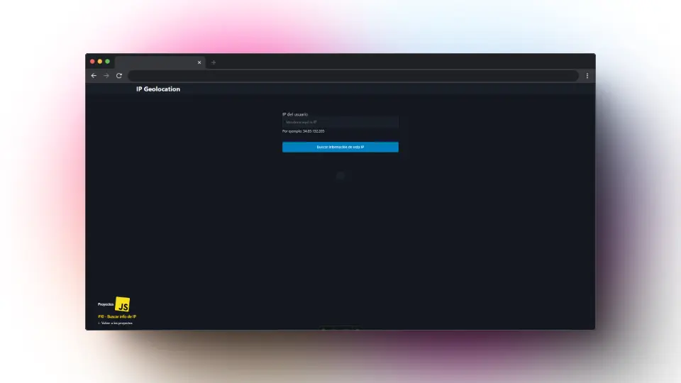 Captura de pantalla del proyecto Buscar info de IP