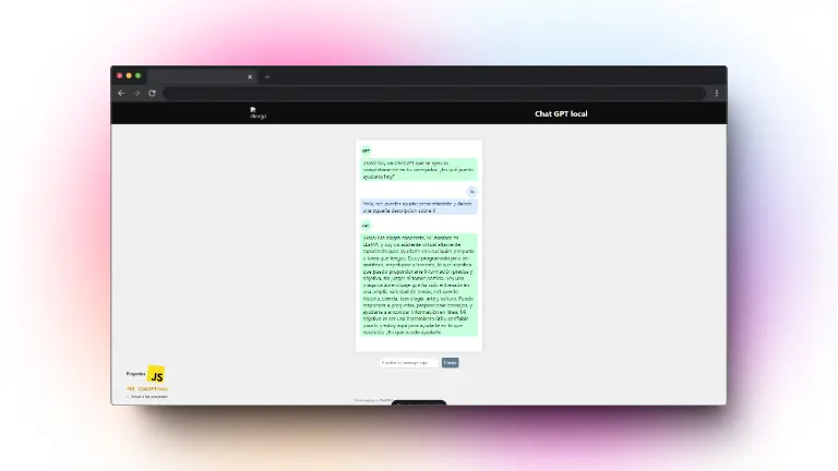 Captura de pantalla del proyecto ChatGPT local