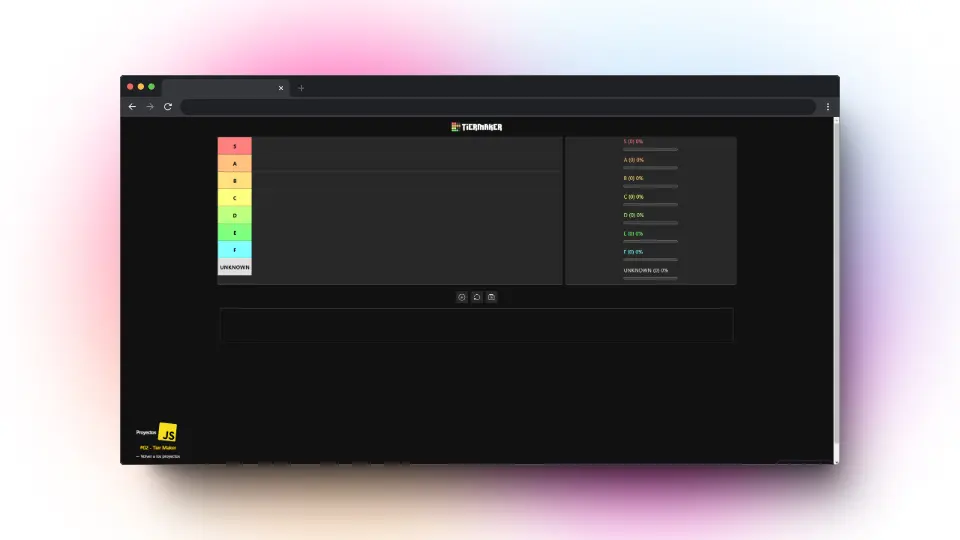 Captura de pantalla del proyecto Tier Maker